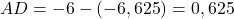 \displaystyle AD =  - 6 - \left( { - 6,625} \right) = 0,625