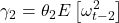 \displaystyle {\gamma _2} = {\theta _2}E\left[ {\omega _{t - 2}^2} \right]