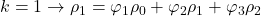 \displaystyle k = 1 \to {\rho _1} = {\varphi _1}{\rho _0} + {\varphi _2}{\rho _1} + {\varphi _3}{\rho _2}
