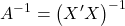 \displaystyle {A^{ - 1}} = {\left( {X'X} \right)^{ - 1}}
