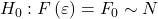\displaystyle {H_0}:F\left( \varepsilon  \right) = {F_0} \sim N