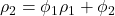 \displaystyle {\rho _2} = {\phi _1}{\rho _1} + {\phi _2}