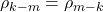 \displaystyle {\rho _{k - m}} = {\rho _{m - k}}