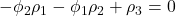 \displaystyle  - {\phi _2}{\rho _1} - {\phi _1}{\rho _2} + {\rho _3} = 0