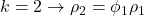 \displaystyle k = 2 \to {\rho _2} = {\phi _1}{\rho _1}