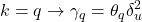 \displaystyle k = q \to {\gamma _q} = {\theta _q}\delta _u^2