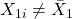 \displaystyle {X_{1i}} \ne {\bar X_1}