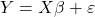 \displaystyle Y = X\beta  + \varepsilon  