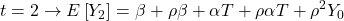 \displaystyle t = 2 \to E\left[ {{Y_2}} \right] = \beta  + \rho \beta  + \alpha T + \rho \alpha T + {\rho ^2}{Y_0}