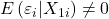 \displaystyle E\left( {{\varepsilon _i}|{X_{1i}}} \right) \ne 0